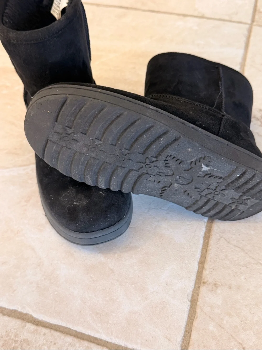Girls Black Faux Suede Boots Size 1